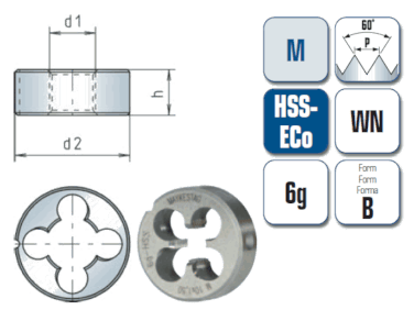HSS-Cobalt Schneideisen für metrisches ISO-Gewinde DIN13