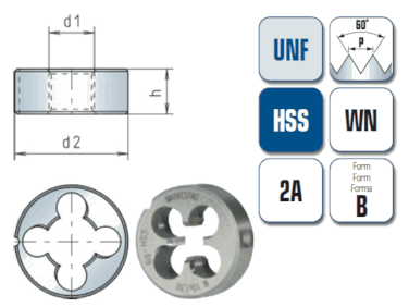 Schneideisen für Unified Feingewinde UNF Ansi B 1.1