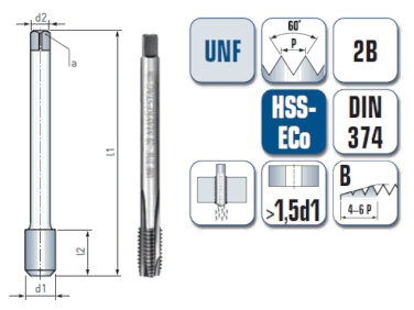3 x HSS-ECo Maschinengewindebohrer DIN 374 - Ø:26.5 mm