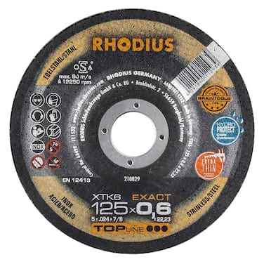 50x Rhodius XTK6 Metall Trennscheibe | Ø115 mm - Dicke 0.6 mm -  Bohrung 22.23 mm | Form: gekroepft | 210828