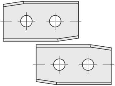 Standard Wendeschneidplatten Rechteck 2 angewinkelte Schneidekanten mit 2 Löchern
