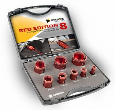 Amboss Red Edition 8 - Diamant Bohrkronen Set Ø 20-68 mm