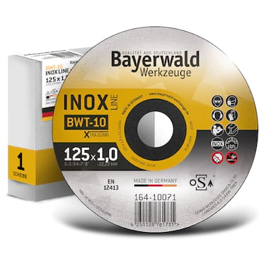 1x Bayerwald BWT-10 Trennscheibe | Ø125 mm - Dicke 1 mm -  Bohrung 22.23 mm | Form: gerade | 