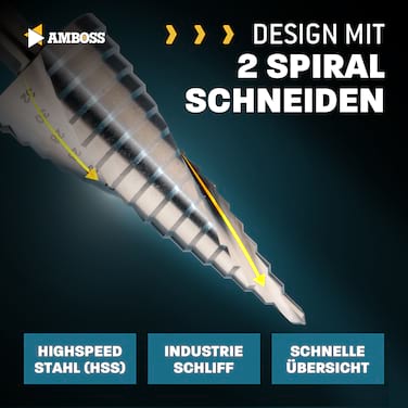 AMBOSS Stufenbohrer HSS-G D:4-6-8-10-12mm