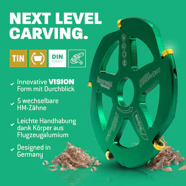 Bayerwald NeoCarver V2 - Hartmetall Frässcheibe - Ø 115 x 22,2 mm Z 5 - geeignet für Holz