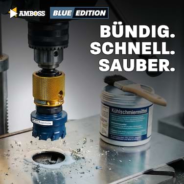 HM Flachschnitt Lochsäge BLUE EDITION 32 mm - mit Adapter für Amboss ARC (ohne Aufnahme)