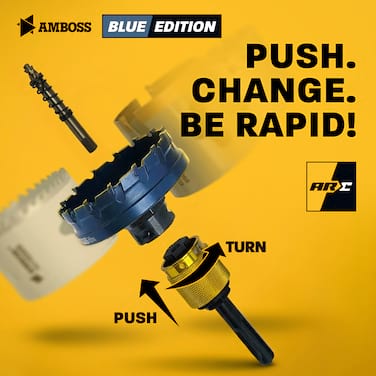 HM Flachschnitt Lochsäge BLUE EDITION 32 mm - mit Adapter für Amboss ARC (ohne Aufnahme)