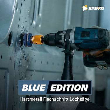 AMBOSS HM Flachschnitt Rapid Change Lochsägen Set 16. 22. 25. 32. 40mm + Schnellwechselaufnahme