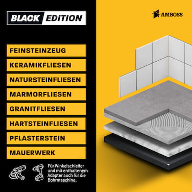 Diamant Bohrkronen Set - Amboss Black Edition 5 - Ø 5/6/8/10 5 tlg. (inkl. 8,5 mm 6kant)