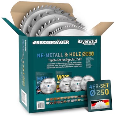 Bayerwald NE-METALL & HOLZ Ø250 Tisch-Kreissägeblatt Set