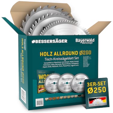 Bayerwald HOLZ ALLROUND Ø250 Tisch-Kreissägeblatt Set