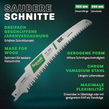 3x Bayerwald Werkzeuge Säbelsägeblatt Bent Force curved Länge 300 mm