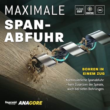 Ø 16 mm 230 mm Länge Bayerwald ANACORE HCS Schlangenbohrer