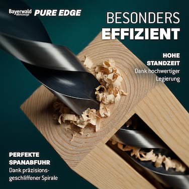 Profi Holzbohrer Set Überlänge 230 mm - 7‑tlg. 4-12 mm - Bayerwald Werkzeuge - HSS & HCS Holzspiralbohrer für präzise, ausrissfreie Bohrungen