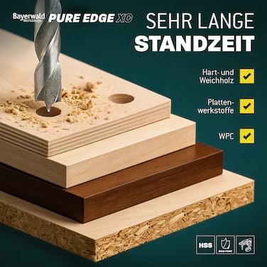 HSS Bohrer Pure Edge XC 26-tlg. Set 1-13 mm Bayerwald Werkzeuge - Xtra Clean mit Brad Point Zentrierspitze & Kegelsenker