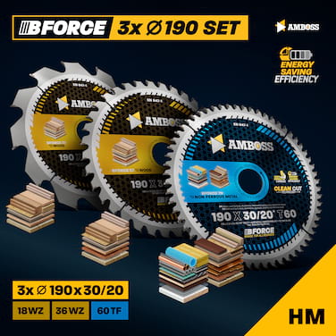 Amboss Ø190 Akku Hand- Kreissägeblatt Set passend für Metabo KS 18, Makita DHS783, Einhell TP-CS 18, DeWalt DCS57