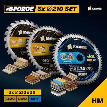 Amboss Ø210 Hand- Kreissägeblatt Set passend für Makita 5008 MG, Festool TS75EBQ