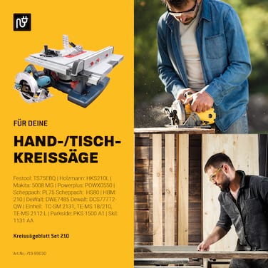 Amboss Ø210 Hand- Kreissägeblatt Set passend für Makita 5008 MG, Festool TS75EBQ