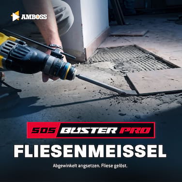 AMBOSS Profi SDS-Plus Fliesenmeißel 40 x 250 mm 25 Grad gewinkelt 42CrMo - Fliesen entfernen