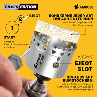 Amboss Silver Edition Diamant Lochsäge - Ø 35 mm - Schnitttiefe: 42 mm - ohne Aufnahme Zubehör