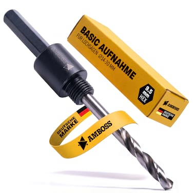 6-Kant Aufnahme 9,5mm - für Ø 14-30mm inkl. HSS Zentrierbohrer
