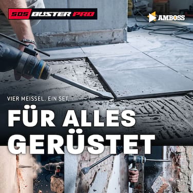 AMBOSS Profi SDS-Plus Meißel Set 4-teilig 42CrMo - für Beton Fliesen Putz 250 mm