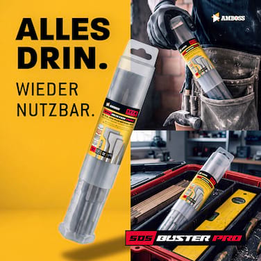 AMBOSS Profi SDS-Plus Meißel Set 4-teilig 42CrMo - für Beton Fliesen Putz 250 mm