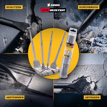AMBOSS SDS-Plus Meißel Set 4-teilig - für Beton Fliesen Putz 250 mm
