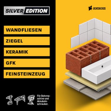 AMBOSS HM Flachschnitt Rapid Change Lochsägen Set 16. 22. 25. 32. 40mm + Schnellwechselaufnahme