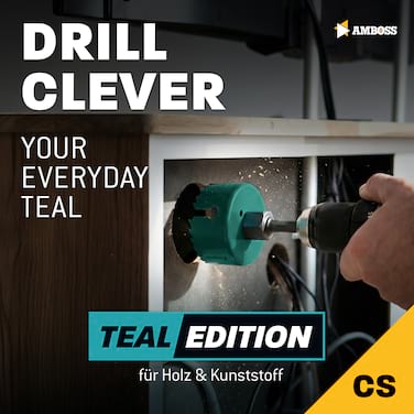 AMBOSS CS Teal Edition Lochsägen Set 11-tlg. Ø 22-58 mm - präzise Lochsäge Holz, Kunststoff & Plattenwerkstoffe