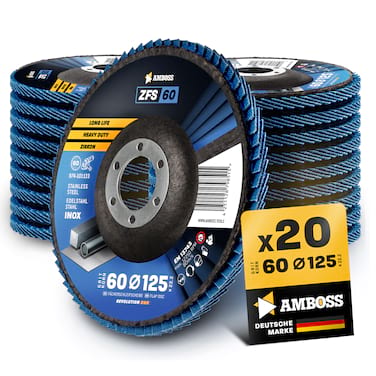 20x Amboss ZFS Fächerschleifscheibe Korn:60 Ø125mm