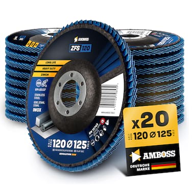 20x Amboss ZFS Fächerschleifscheibe Korn:120 Ø125mm