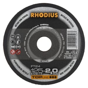 25x Rhodius FT24 Metall Trennscheibe | Ø125 mm - Dicke 2 mm -  Bohrung 22.23 mm | Form: gerade | 202460