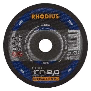 25x Rhodius FT33 Metall Trennscheibe | Ø100 mm - Dicke 2 mm -  Bohrung 16 mm | Form: gerade | 200736