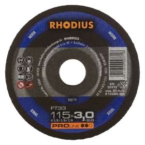 25x Rhodius FT33 Metall Trennscheibe | Ø115 mm - Dicke 3 mm -  Bohrung 22.23 mm | Form: gerade | 200719