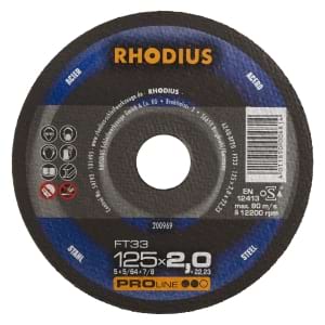 25x Rhodius FT33 Metall Trennscheibe | Ø125 mm - Dicke 2 mm -  Bohrung 22.23 mm | Form: gerade | 200969