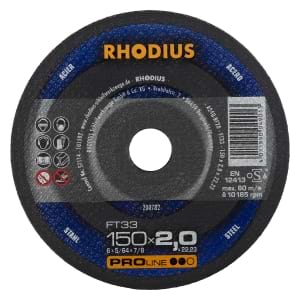 25x Rhodius FT33 Metall Trennscheibe | Ø150 mm - Dicke 2 mm -  Bohrung 22.23 mm | Form: gerade | 200782