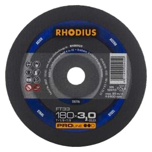 25x Rhodius FT33 Metall Trennscheibe | Ø180 mm - Dicke 3 mm -  Bohrung 22.23 mm | Form: gerade | 200786