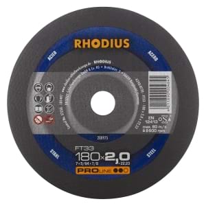 25x Rhodius FT33 Metall Trennscheibe | Ø180 mm - Dicke 2 mm -  Bohrung 22.23 mm | Form: gerade | 200975