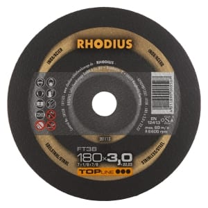 25x Rhodius FT38 Metall Trennscheibe | Ø180 mm - Dicke 3 mm -  Bohrung 22.23 mm | Form: gerade | 201113