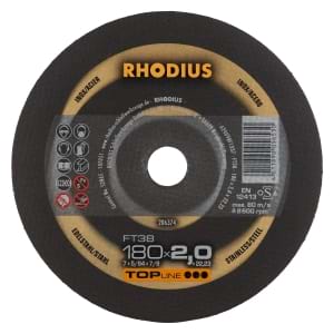 25x Rhodius FT38 Metall Trennscheibe | Ø180 mm - Dicke 2 mm -  Bohrung 22.23 mm | Form: gerade | 206374