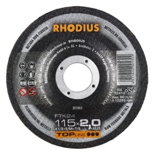 25x Rhodius FT24 Metall Trennscheibe | Ø115 mm - Dicke 2 mm -  Bohrung 22.23 mm | Form: gekroepft | 201064