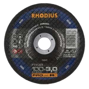 25x Rhodius FT33 Metall Trennscheibe | Ø100 mm - Dicke 3 mm -  Bohrung 16 mm | Form: gekroepft | 200843