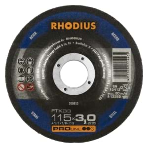 25x Rhodius FT33 Metall Trennscheibe | Ø115 mm - Dicke 3 mm -  Bohrung 22.23 mm | Form: gekroepft | 200853
