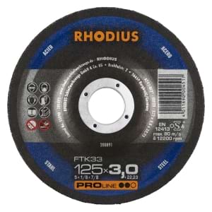 25x Rhodius FT33 Metall Trennscheibe | Ø125 mm - Dicke 3 mm -  Bohrung 22.23 mm | Form: gekroepft | 200891