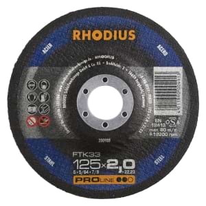 25x Rhodius FT33 Metall Trennscheibe | Ø125 mm - Dicke 2 mm -  Bohrung 22.23 mm | Form: gekroepft | 200988