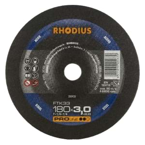 25x Rhodius FT33 Metall Trennscheibe | Ø180 mm - Dicke 3 mm -  Bohrung 22.23 mm | Form: gekroepft | 200928