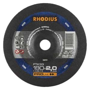 25x Rhodius FT33 Metall Trennscheibe | Ø180 mm - Dicke 2 mm -  Bohrung 22.23 mm | Form: gekroepft | 200992