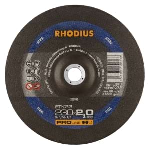 25x Rhodius FT33 Metall Trennscheibe | Ø230 mm - Dicke 2 mm -  Bohrung 22.23 mm | Form: gekroepft | 200995