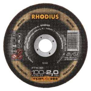 25x Rhodius FT38 Metall Trennscheibe | Ø100 mm - Dicke 2 mm -  Bohrung 16 mm | Form: gekroepft | 201082